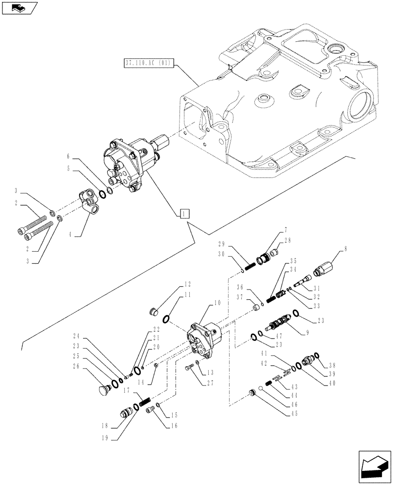 Схема запчастей Case IH FARMALL 95C - (35.114.AA[02]) - VAR - 332785, 743596 - HYDRAULIC LIFT, VALVE (35) - HYDRAULIC SYSTEMS