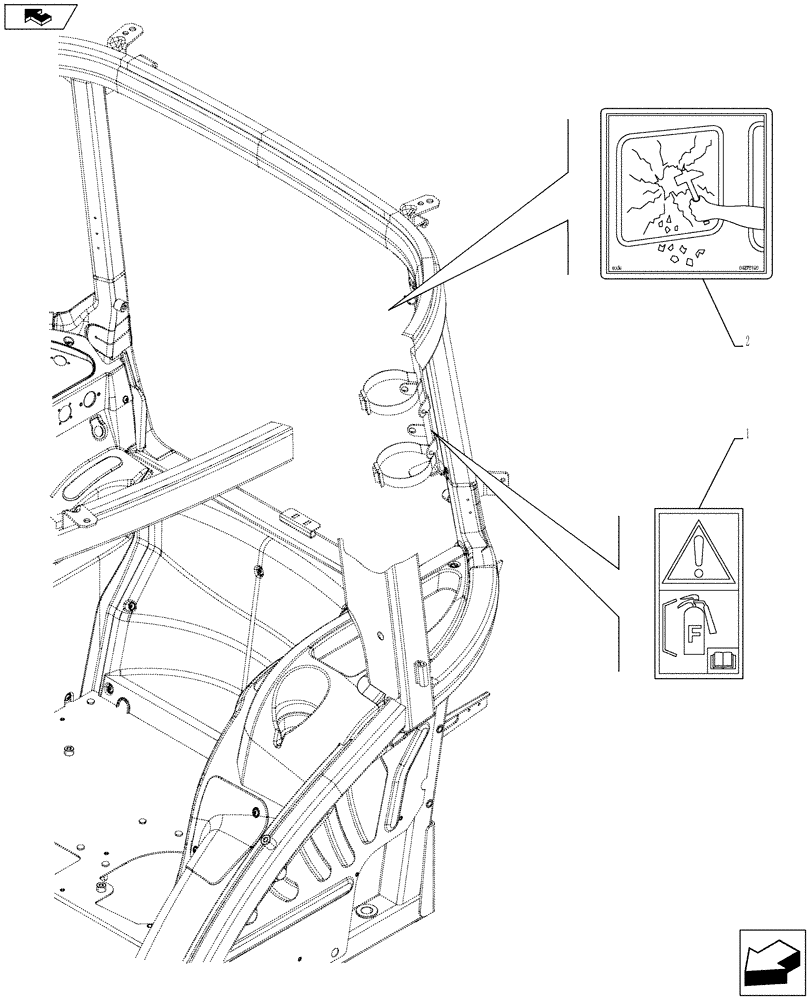 Схема запчастей Case IH FARMALL 95C - (90.108.AC[17]) - VAR - 334220, 334222, 334223, 334230, 334231, 334232, 334356 - WARNING DECAL, W/ CAB - ISO (90) - PLATFORM, CAB, BODYWORK AND DECALS