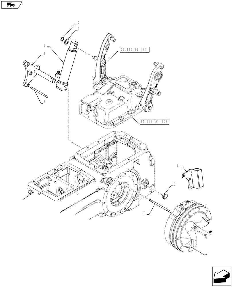 Схема запчастей Case IH FARMALL 95C - (35.116.AH[04]) - VAR - 743597 - HYDRAULIC LIFT, LIFT CYLINDER (HI-LO) (35) - HYDRAULIC SYSTEMS