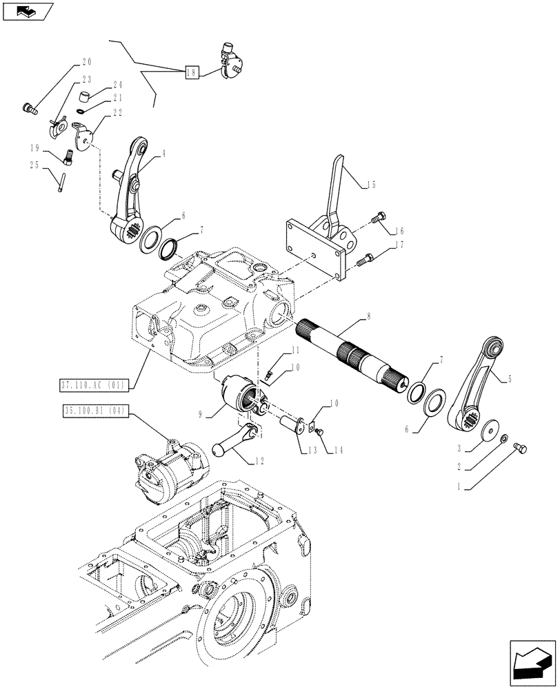 Схема запчастей Case IH FARMALL 85C - (37.110.AQ[04]) - VAR - 743596 - HYDRAULIC LIFT, LIFT ARM (37) - HITCHES, DRAWBARS & IMPLEMENT COUPLINGS