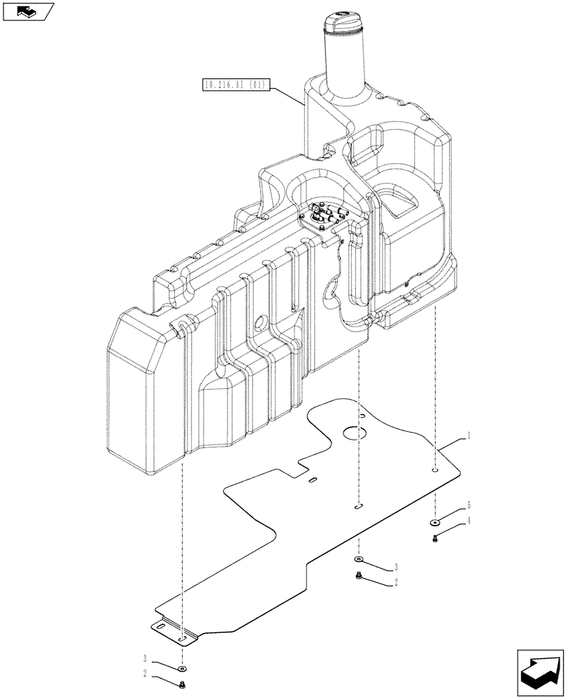 Схема запчастей Case IH FARMALL 95C - (10.216.AI[03]) - VAR - 744574 - FUEL TANK, PROTECTION PLATE (10) - ENGINE