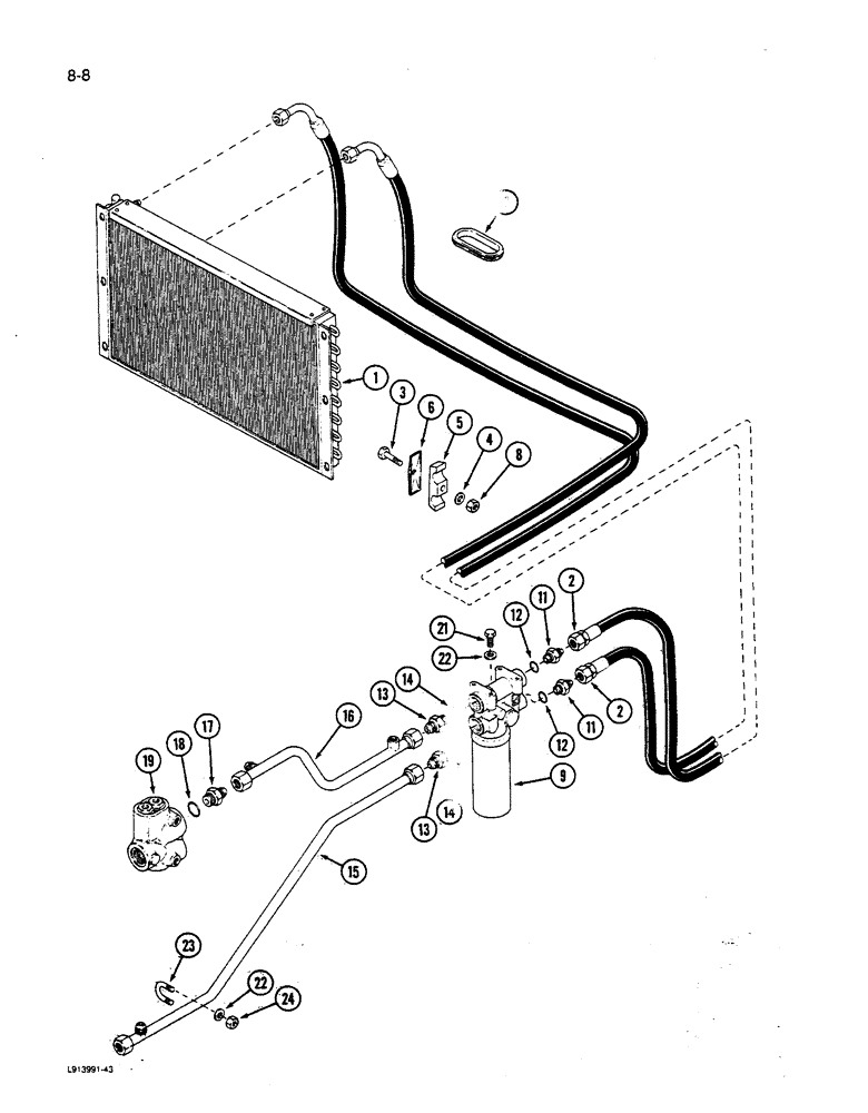 Схема запчастей Case IH 9280 - (8-008) - OIL COOLER & FILTER CIRCUIT P.I.N. JCB0028400 & AFTER (08) - HYDRAULICS