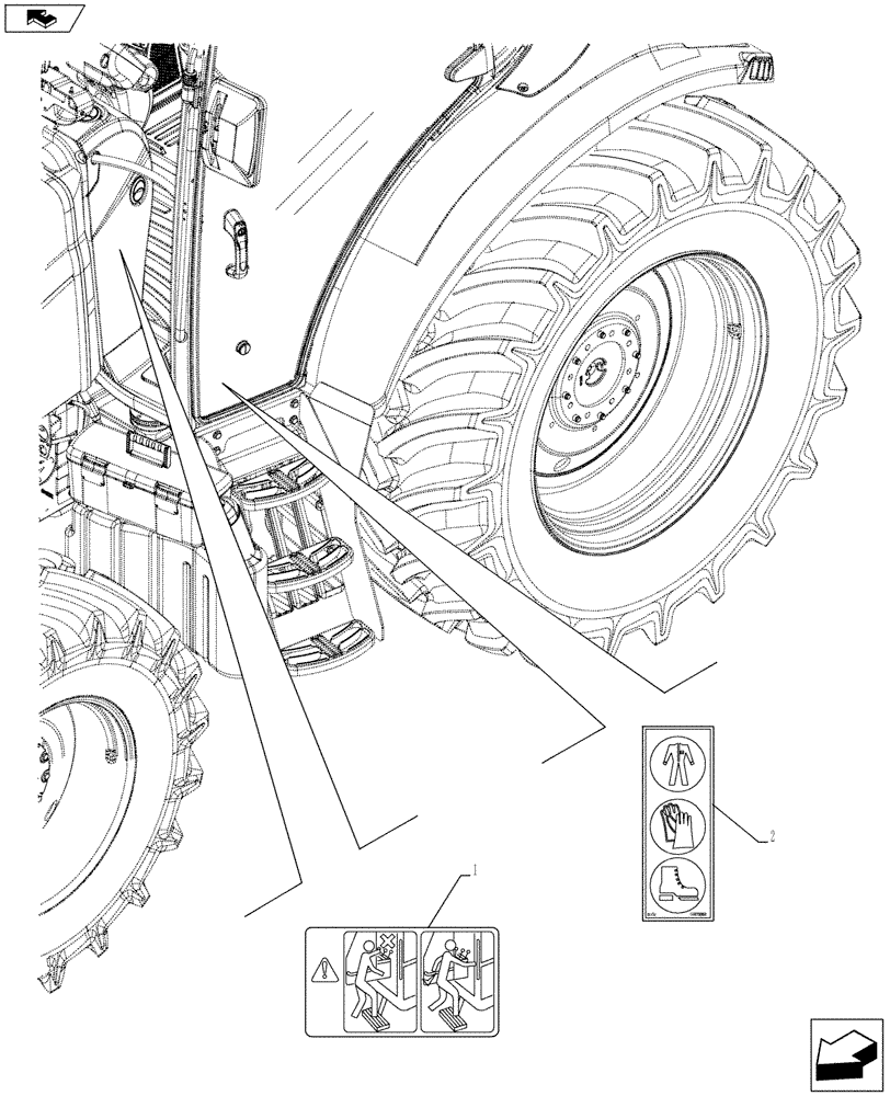 Схема запчастей Case IH FARMALL 85C - (90.108.AC[15]) - VAR - 334220, 334222, 334223, 334230, 334231, 334232, 334356 - WARNING DECAL, W/ CAB - ISO (90) - PLATFORM, CAB, BODYWORK AND DECALS