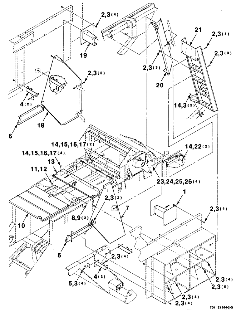 Схема запчастей Case IH 8575 - (7-14) - LADDER, TOP AND SIDE SHIELD ASSEMBLIES (12) - MAIN FRAME