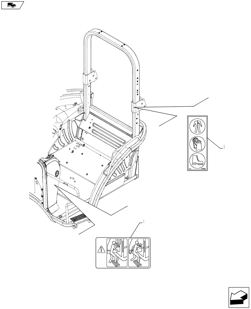 Схема запчастей Case IH FARMALL 95C - (90.108.AC[16]) - VAR - 334220, 334222, 334223, 334230, 334231, 334232, 334356 - WARNING DECAL, W/O CAB - ISO (90) - PLATFORM, CAB, BODYWORK AND DECALS