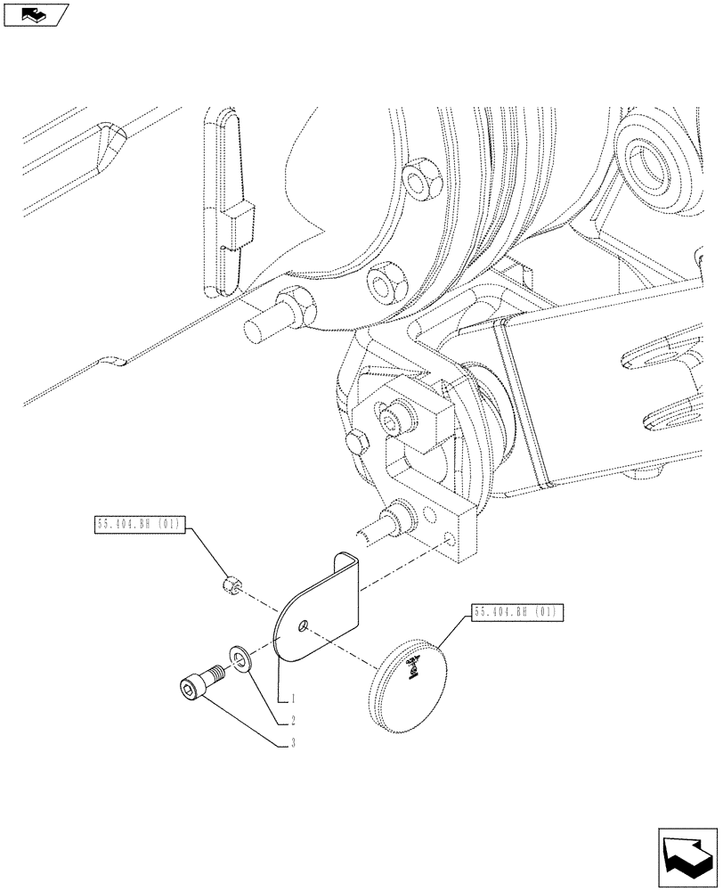 Схема запчастей Case IH FARMALL 95C - (55.404.BH[02]) - VAR - 743358, 743581, 743582, 743583, 743867 - REFLECTOR, SUPPORT - ISO (55) - ELECTRICAL SYSTEMS