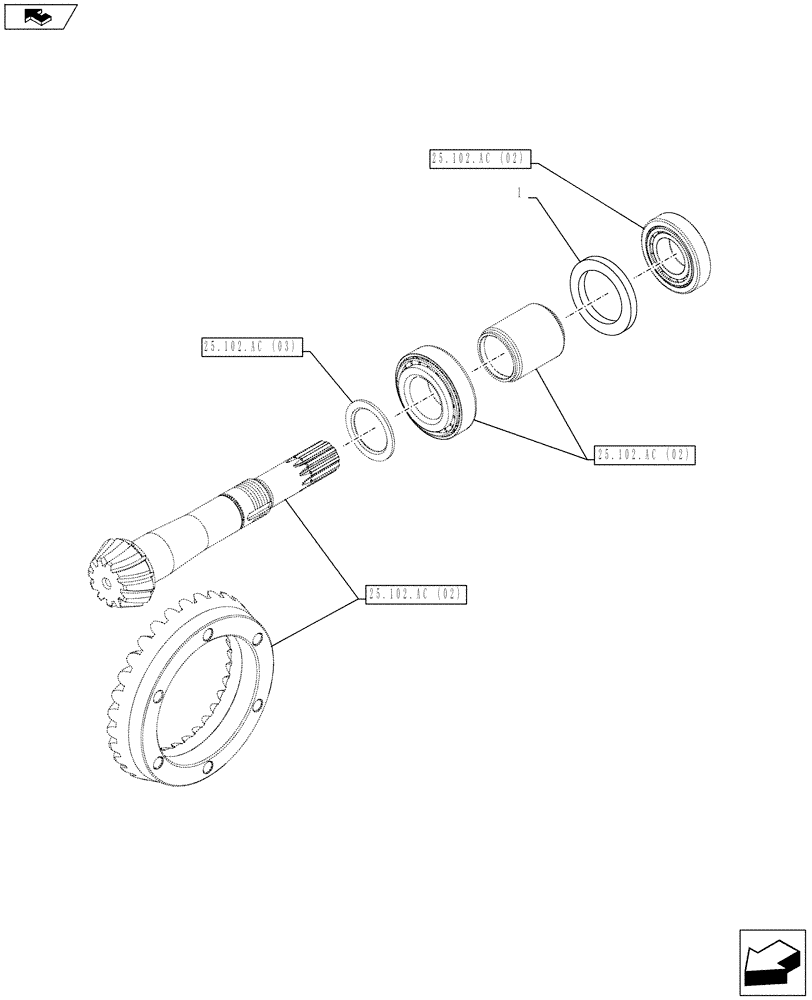 Схема запчастей Case IH FARMALL 85C - (25.102.AC[04]) - VAR - 744580, 744581, 744782, 743560, 743561, 337323, 338323 - 4WD FRONT AXLE, SHIM KIT (25) - FRONT AXLE SYSTEM