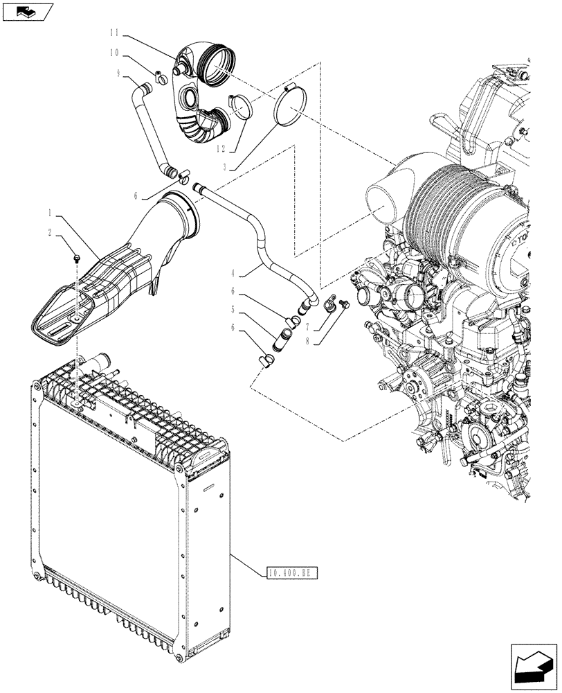 Схема запчастей Case IH FARMALL 95C - (10.202.AD) - VAR - 33020, 390200 - AIR INTAKE LINE (10) - ENGINE