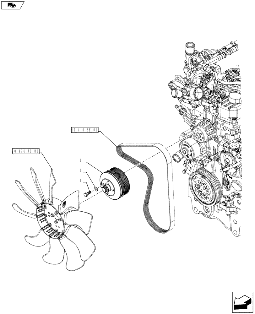 Схема запчастей Case IH FARMALL 105C - (10.414.AD[01]) - VAR - 390018 - FAN, PULLEY (10) - ENGINE