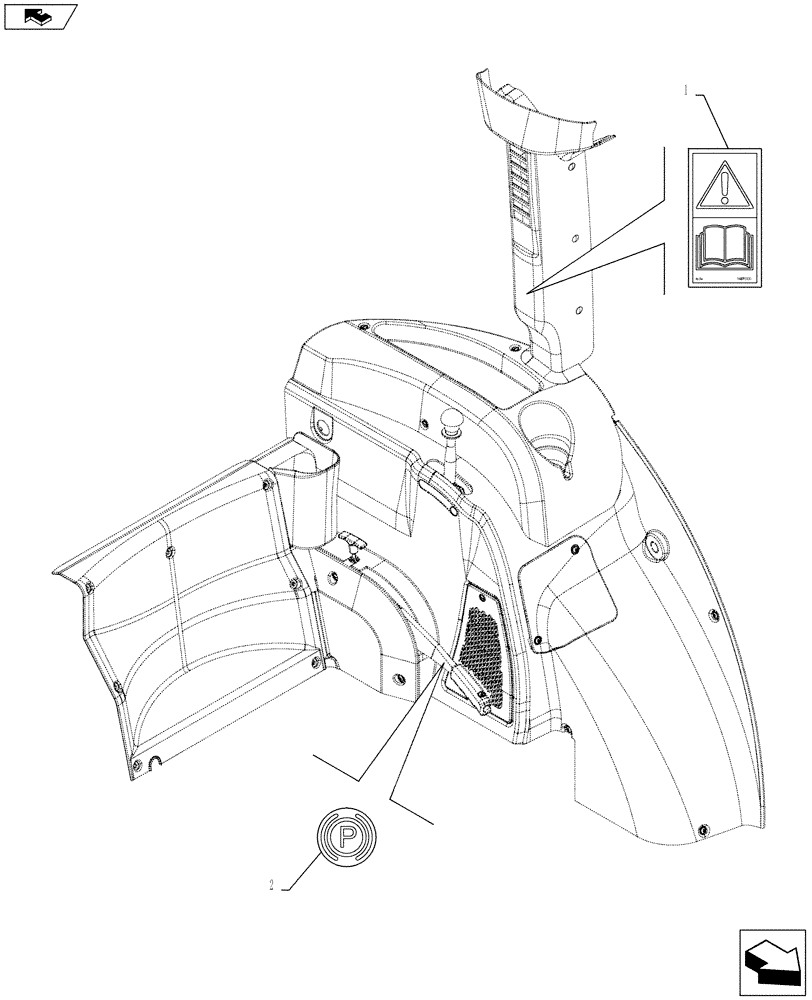 Схема запчастей Case IH FARMALL 115C - (90.108.AC[19]) - VAR - 334220, 334222, 334223, 334230, 334231, 334232, 334356 - WARNING DECAL - ISO (90) - PLATFORM, CAB, BODYWORK AND DECALS