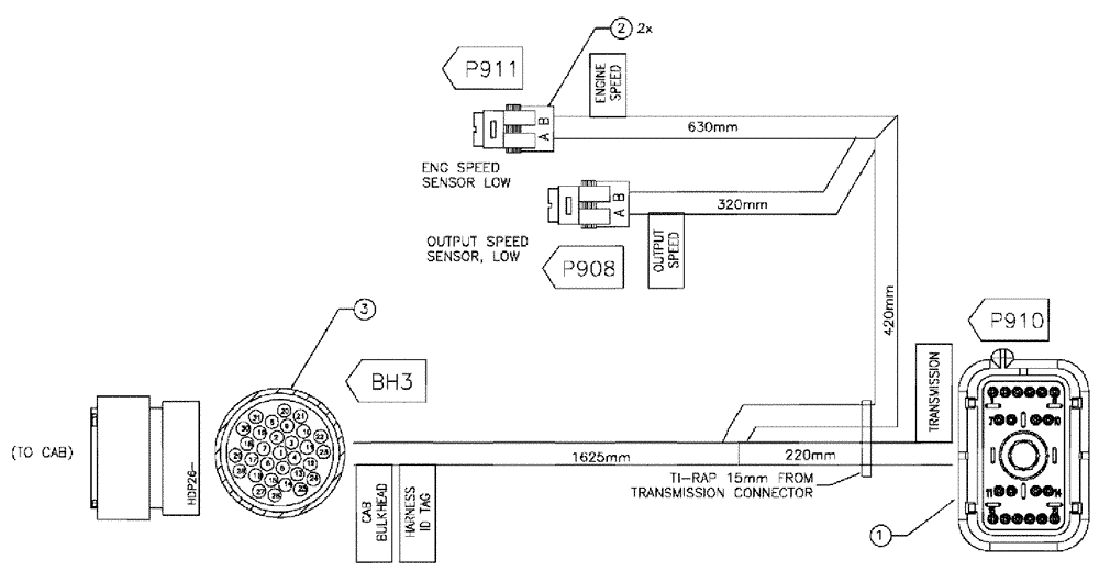 Схема запчастей Case IH TITAN 4020 - (08-014) - HARNESS, TRANSMISSION (06) - ELECTRICAL