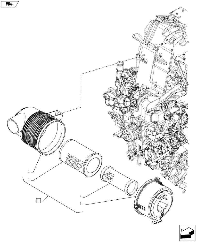 Схема запчастей Case IH FARMALL 105C - (10.202.AB[02]) - VAR - 330200 - AIR CLEANER (10) - ENGINE