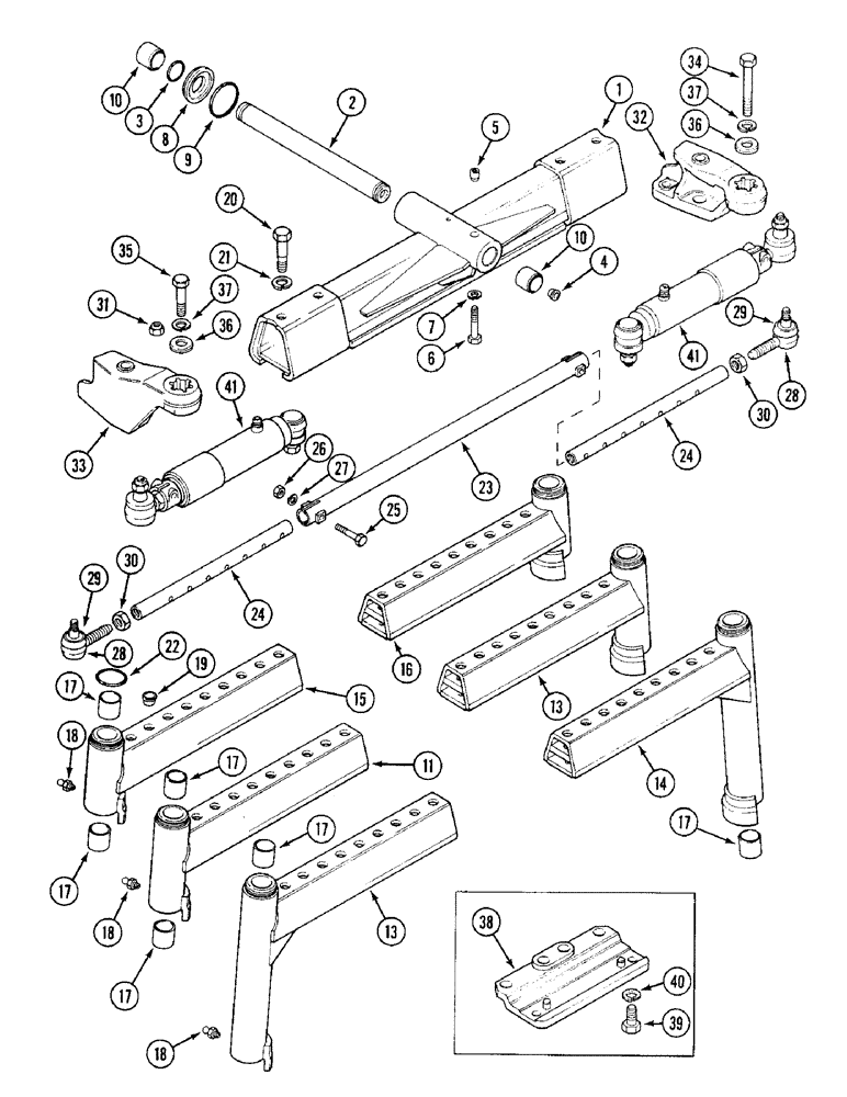 Схема запчастей Case IH 1394 - (5-148) - FRONT AXLE BEAM 52 TO 72 INCH, TWO-WHEEL DRIVE TRACTOR WITH POWER STEERING, P.I.N. 11503201 & AFTER (05) - STEERING