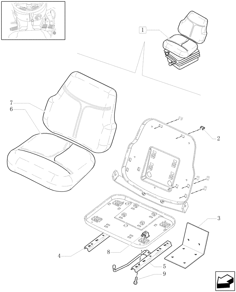 Схема запчастей Case IH JX1095N - (1.92.85/07A[01]) - (VAR.956) WHEAT PVC SEAT WITH BELTS, WITH SWITCH - L/CAB - BREAKDOWN - C5644 (10) - OPERATORS PLATFORM/CAB