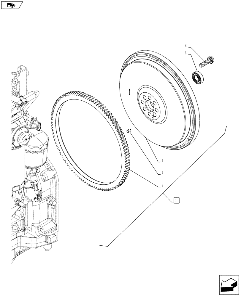 Схема запчастей Case IH FARMALL 115C - (10.103.AH[06]) - VAR - 744762, 744763 - ENGINE FLYWHEEL (12X12, 20X20), POWERSHUTTLE (10) - ENGINE