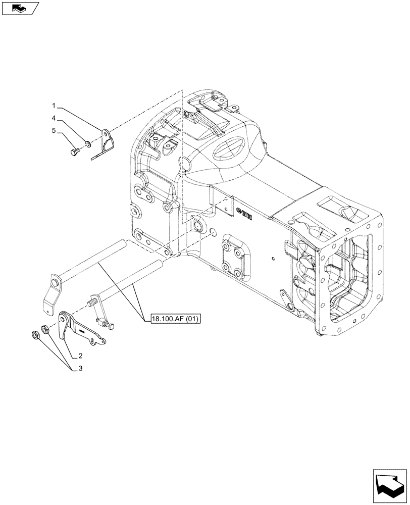 Схема запчастей Case IH FARMALL 105C - (18.100.AJ[01]) - VAR - 743565, 743519, 743566, 743594 - CLUTCH MECHANISM, LEVER, W/O CAB (18) - CLUTCH