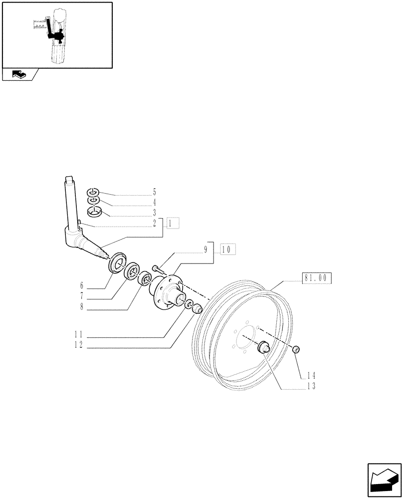 Схема запчастей Case IH FARMALL 105V - (1.41.0[02]) - 2WD FRONT AXLE - BALL FUSE AND HUBS (VAR.331581-332581 / 743515) (04) - FRONT AXLE & STEERING