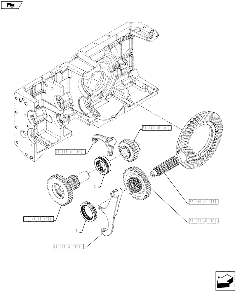 Схема запчастей Case IH FARMALL 85C - (21.148.AA[01]) - VAR - 743507, 743552 - SYNCHRONIZER (21) - TRANSMISSION