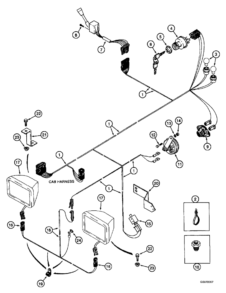 Схема запчастей Case IH 2166 - (4-08) - STEERING CONSOLE AND PLATFORM HARNESSES (06) - ELECTRICAL