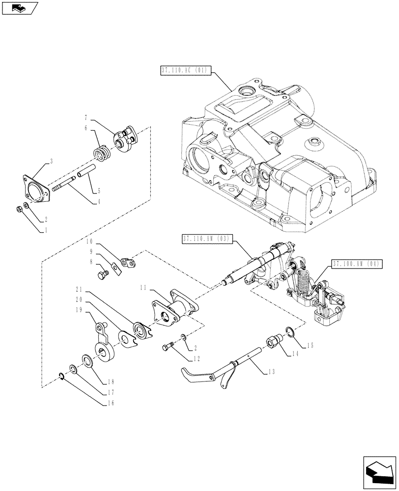 Схема запчастей Case IH FARMALL 105C - (37.110.AK[02]) - VAR - 743595, 743596 - HYDRAULIC LIFT, EXTERNAL CONTROLS (37) - HITCHES, DRAWBARS & IMPLEMENT COUPLINGS