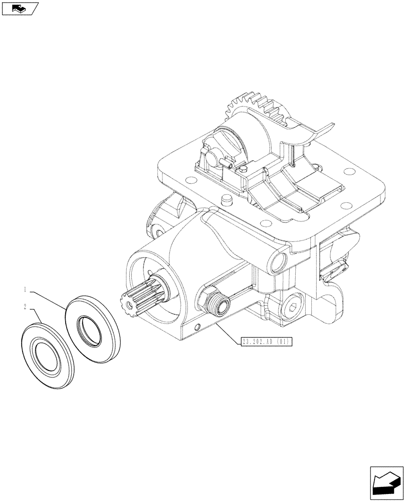 Схема запчастей Case IH FARMALL 105C - (23.202.AD[03]) - VAR - 743558 - 4WD - CASING, SEAL (23) - FOUR WHEEL DRIVE SYSTEM