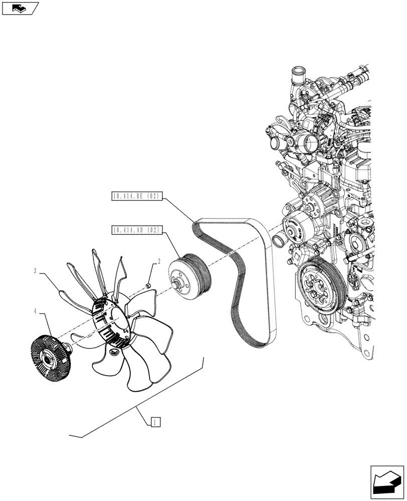 Схема запчастей Case IH FARMALL 115C - (10.414.AC[02]) - VAR - 743500 - VISCOUS JOINT FAN (10) - ENGINE