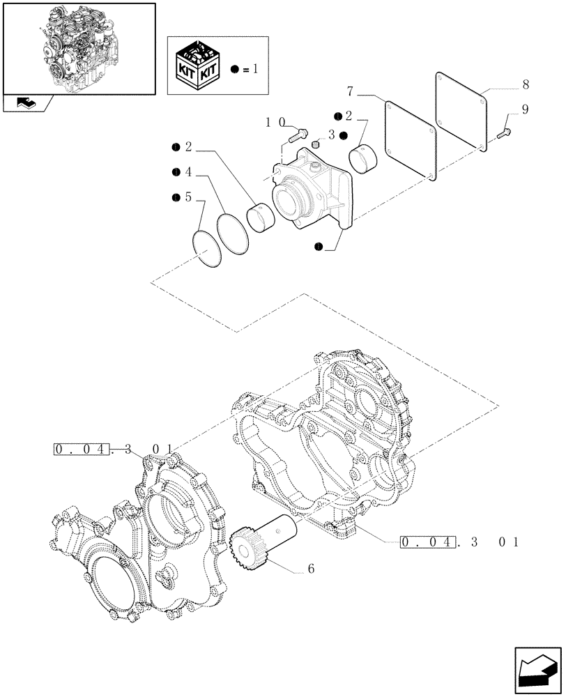 Схема запчастей Case IH FARMALL 75N - (0.35.0) - POWER TAKE OFF (01) - ENGINE