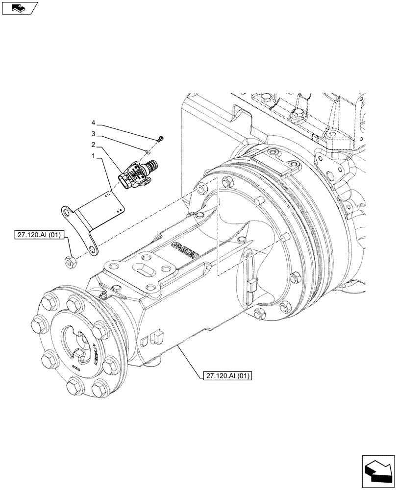 Схема запчастей Case IH FARMALL 85C - (55.046.AH) - VAR - 743564 - DIFFERENTIAL LOCK, REAR, SENSOR (55) - ELECTRICAL SYSTEMS