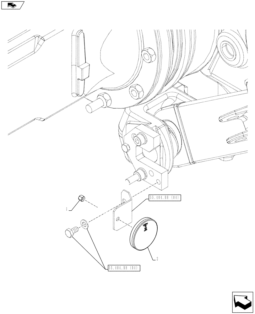 Схема запчастей Case IH FARMALL 105C - (55.404.BH[03]) - VAR - 743581 - REFLECTOR, W/O CAB - ISO (55) - ELECTRICAL SYSTEMS