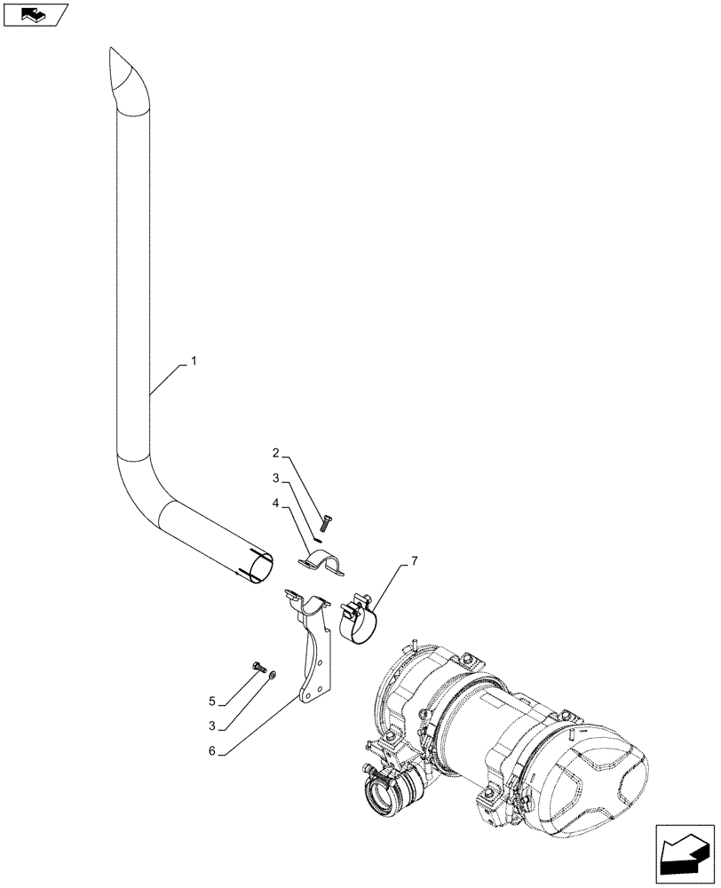 Схема запчастей Case IH FARMALL 95C - (10.254.AD[03]) - VAR - 390199 - EXHAUST SYSTEM PIPE - NA (10) - ENGINE