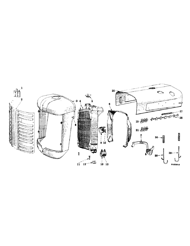 Схема запчастей Case IH 230 - (134) - CHASSIS, RADIATOR AND CONNECTIONS, GRILLE AND HOOD, FARMALL 200 AND 230 TRACTORS (12) - CHASSIS