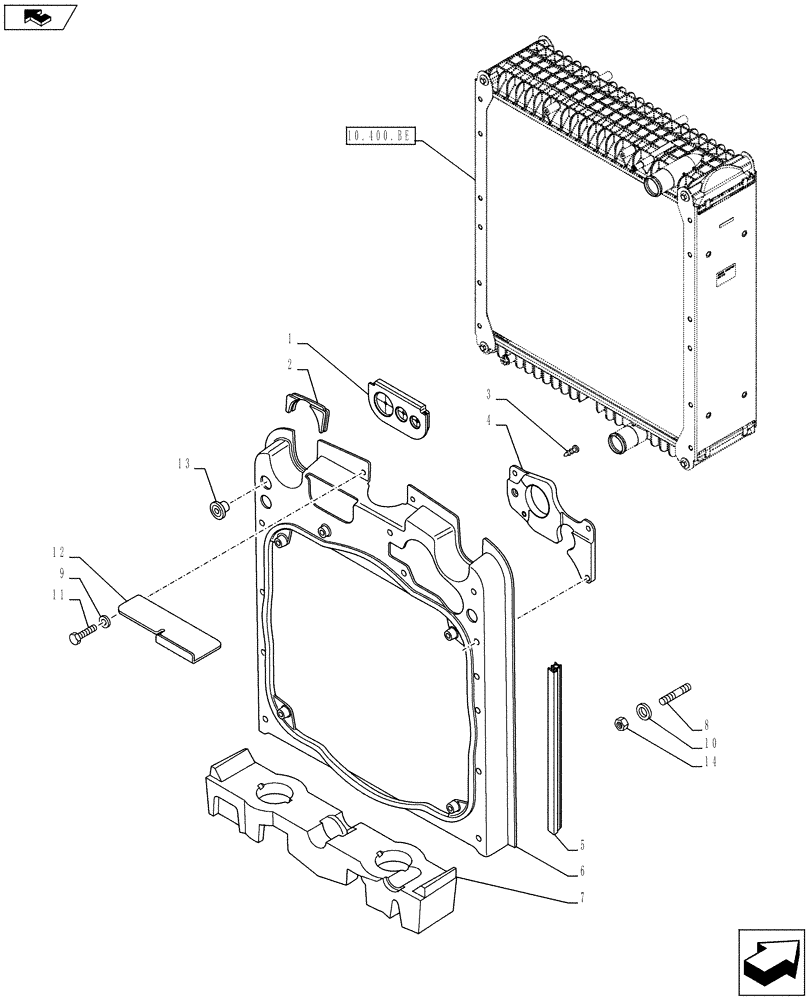 Схема запчастей Case IH FARMALL 95C - (10.400.BF[08]) - VAR - 743519, 743594, 743566, 743565 - RADIATOR FAN SHROUD, SUPPORT, WAD, W/O CAB (10) - ENGINE