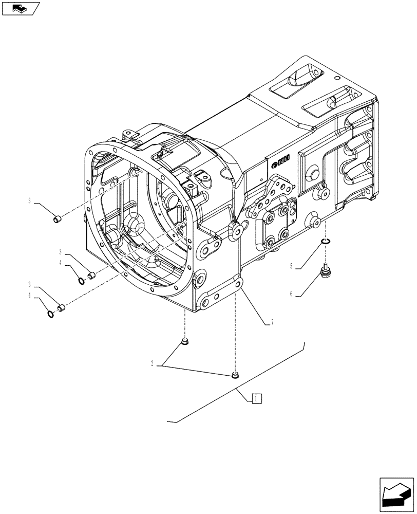 Схема запчастей Case IH FARMALL 105C - (21.112.AC[02]) - VAR - 744764 - TRANSMISSION HOUSING (32X16 HI-LO) (21) - TRANSMISSION