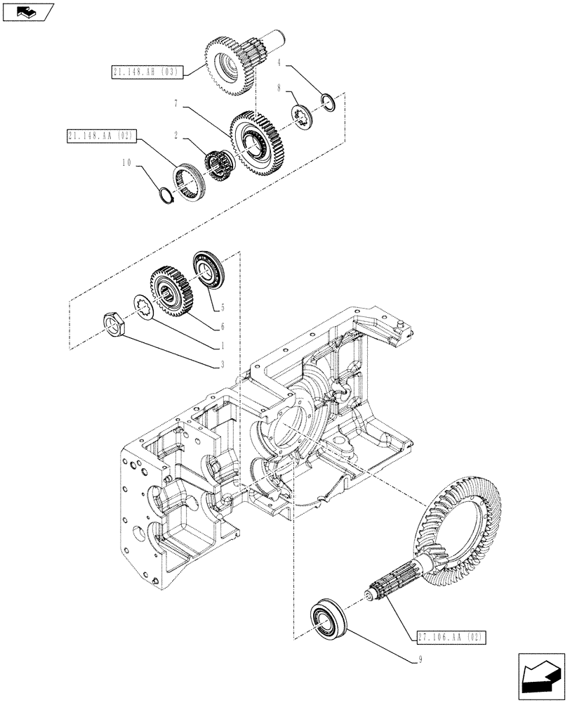 Схема запчастей Case IH FARMALL 85C - (21.148.AC[02]) - CENTRAL REDUCTION GEAR, BEARING, HEAVY DUTY (21) - TRANSMISSION