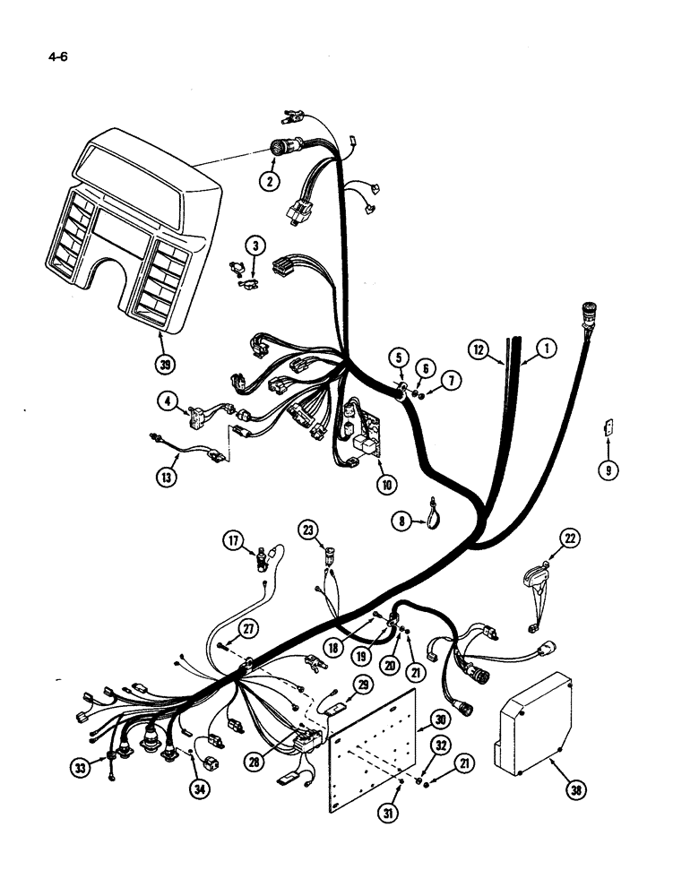 Схема запчастей Case IH 9270 - (4-006) - LOWER CAB HARNESS POWER SHIFT TRACTOR, P.I.N. JCB0028400 & AFTER (04) - ELECTRICAL SYSTEMS