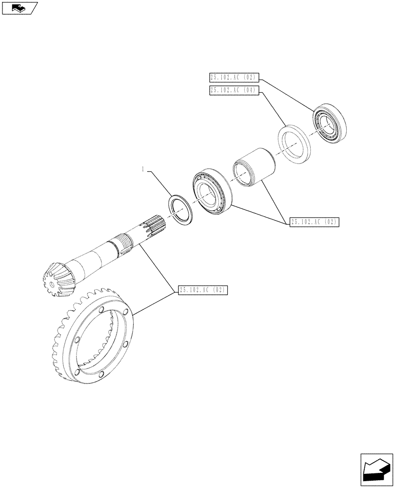 Схема запчастей Case IH FARMALL 115C - (25.102.AC[03]) - VAR - 744580, 744581, 744782, 743560, 743561, 337323, 338323 - 4WD, FRONT AXLE, SHIM KIT (25) - FRONT AXLE SYSTEM