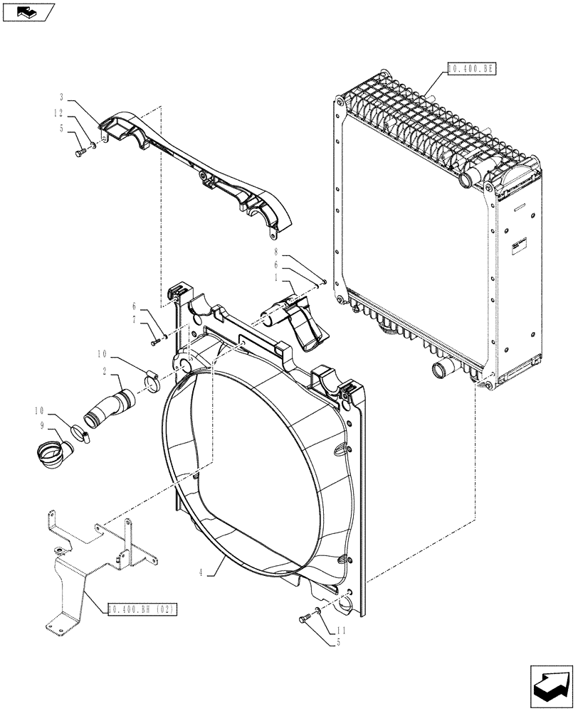 Схема запчастей Case IH FARMALL 95C - (10.400.BF[04]) - VAR - 330200 - RADIATOR FAN SHROUD (10) - ENGINE