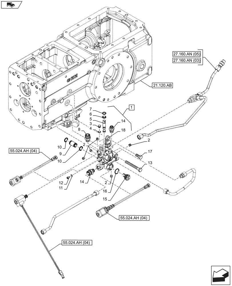 Схема запчастей Case IH FARMALL 95C - (23.202.AJ[09]) - VAR - 743564 - DIFFERENTIAL LOCK, VALVE - NAR (4WD - POWERSHUTTLE, W/ GROUND SPEED) (23) - FOUR WHEEL DRIVE SYSTEM