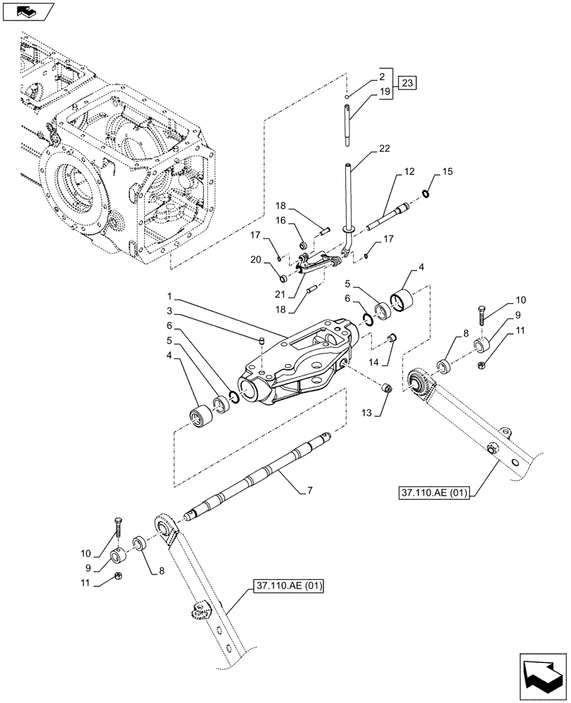 Схема запчастей Case IH FARMALL 85C - (37.120.AV[01]) - VAR - 332785, 390831, 743595, 743596 - TOWING EQUIPMENT (37) - HITCHES, DRAWBARS & IMPLEMENT COUPLINGS