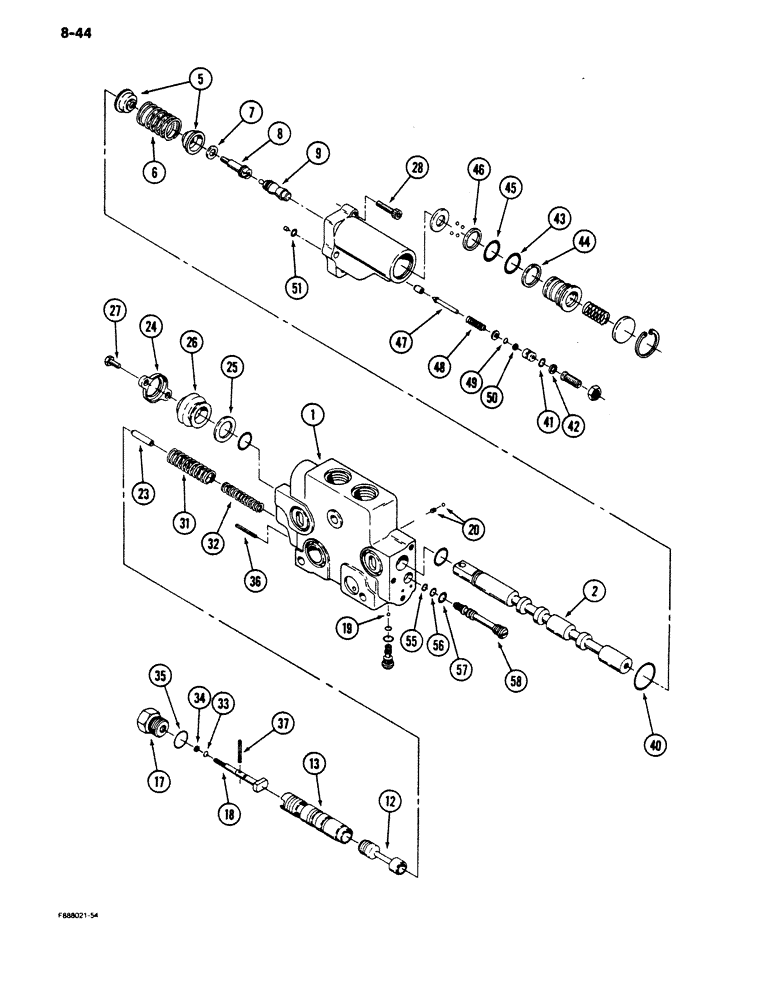 Схема запчастей Case IH 9180 - (8-44) - HYDRAULIC REMOTE VALVE SECTION, FIRST, SECOND, THIRD AND FORTH WITH FLOAT (08) - HYDRAULICS