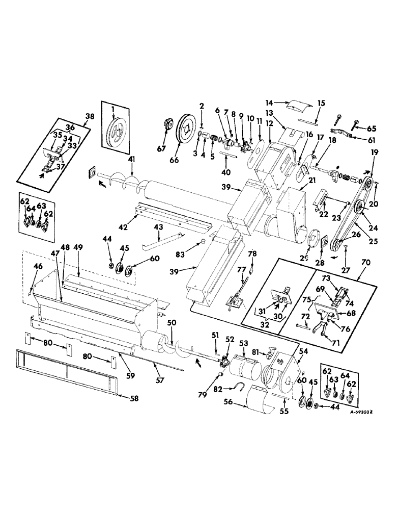 Схема запчастей Case IH 503 - (103) - TAILINGS ELEVATOR AND DRIVE CHAIN AND STEEL FLIGHT, SPECIAL (66) - THRESHING