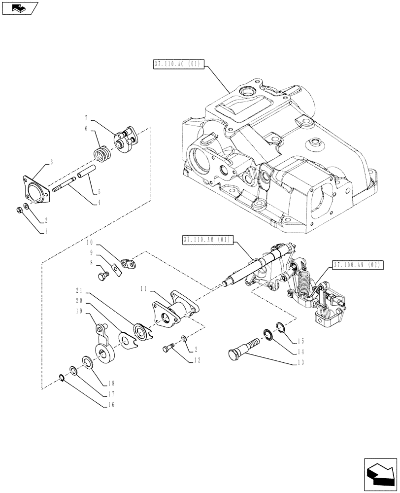 Схема запчастей Case IH FARMALL 95C - (37.110.AK[01]) - VAR - 332785, 390831 - HYDRAULIC LIFT, EXTERNAL CONTROLS (37) - HITCHES, DRAWBARS & IMPLEMENT COUPLINGS