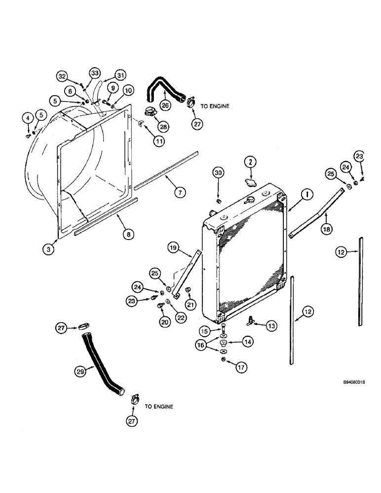 Схема запчастей Case IH 2144 - (2-02) - RADIATOR AND FAN SHROUD (01) - ENGINE