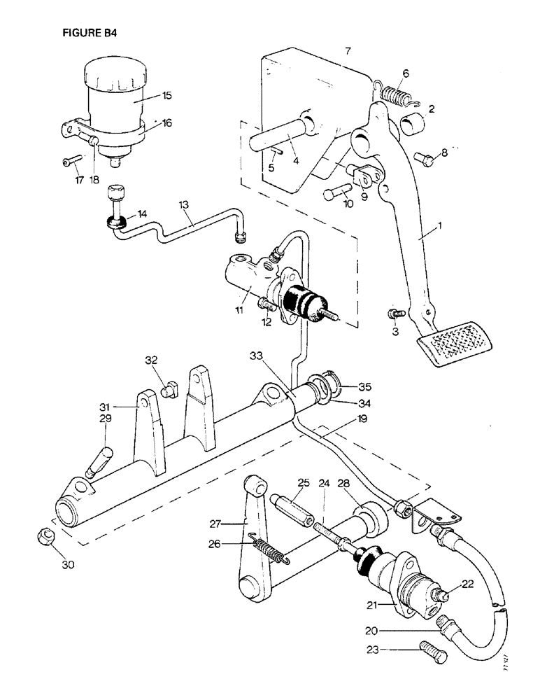 Схема запчастей Case IH 1410 - (B4-1) - CLUTCH, CLUTCH RELEASE MECHANISM, TRANSMISSION, [A] 1410Q, 1412Q [B] 1410, 1412SK (03.1) - CLUTCH