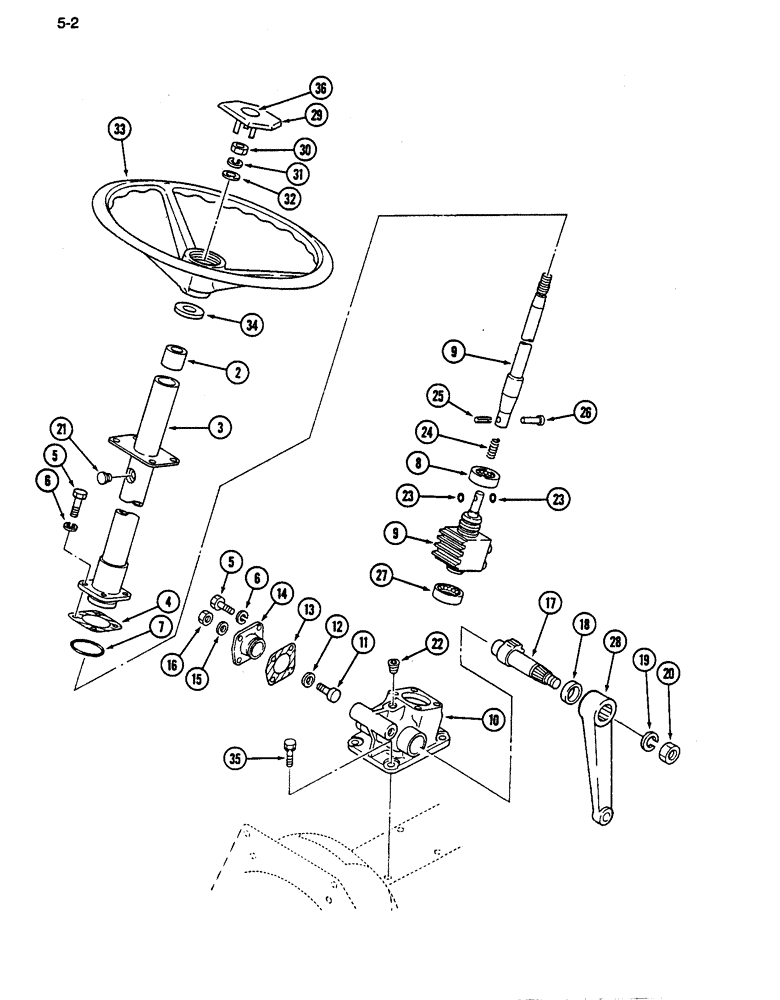 Схема запчастей Case IH 255 - (5-02) - STEERING GEAR AND COLUMN, MANUAL STEERING (05) - STEERING