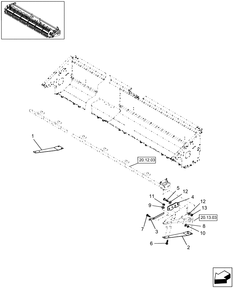 Схема запчастей Case IH 2020 - (20.12.04) - MAIN FRAME ADDITIONS, 2010, RICE, 20 FT AND 25 FT (58) - ATTACHMENTS/HEADERS