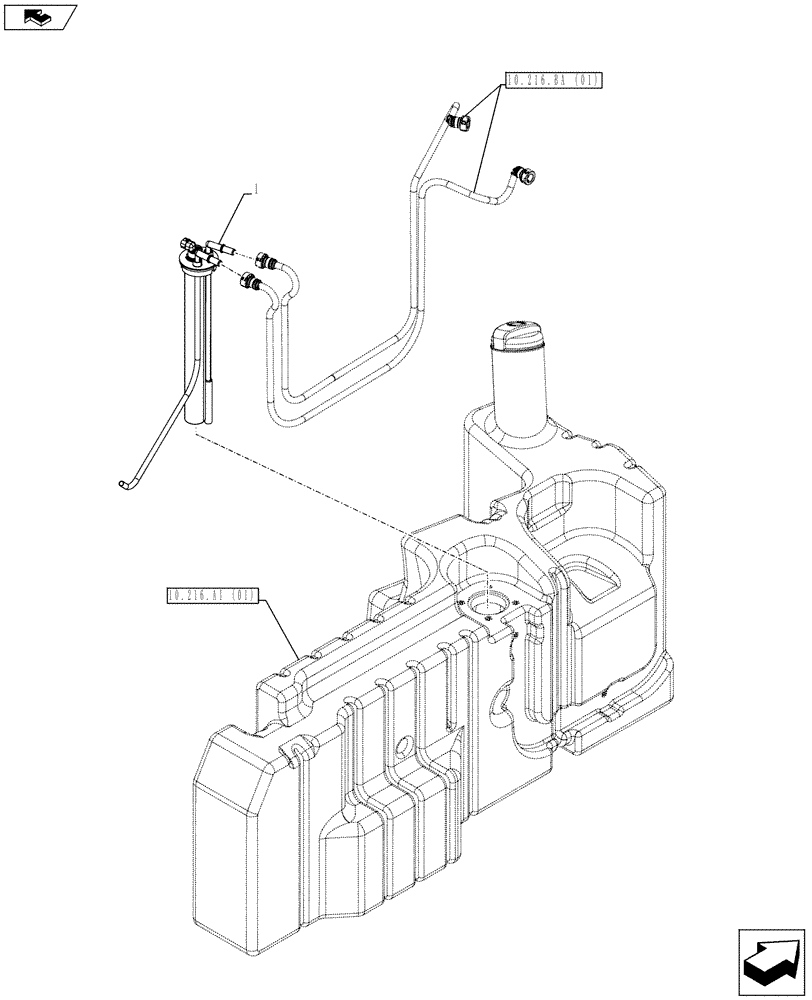 Схема запчастей Case IH FARMALL 115C - (55.011.AC[01]) - VAR - 743543, 744574 - FUEL TANK, SENDER UNIT (55) - ELECTRICAL SYSTEMS