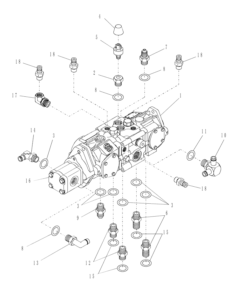 Схема запчастей Case IH WDX1202S - (03.05[02]) - TANDEM PUMP FITTINGS (03) - TRANSMISSION