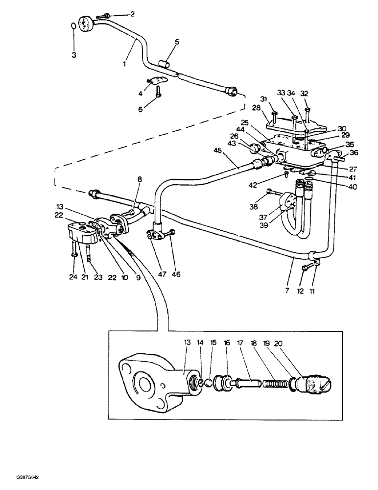 Схема запчастей Case IH 1210 - (8-06) - SINGLE PUMP HIGH PRESSURE PIPES (08) - HYDRAULICS