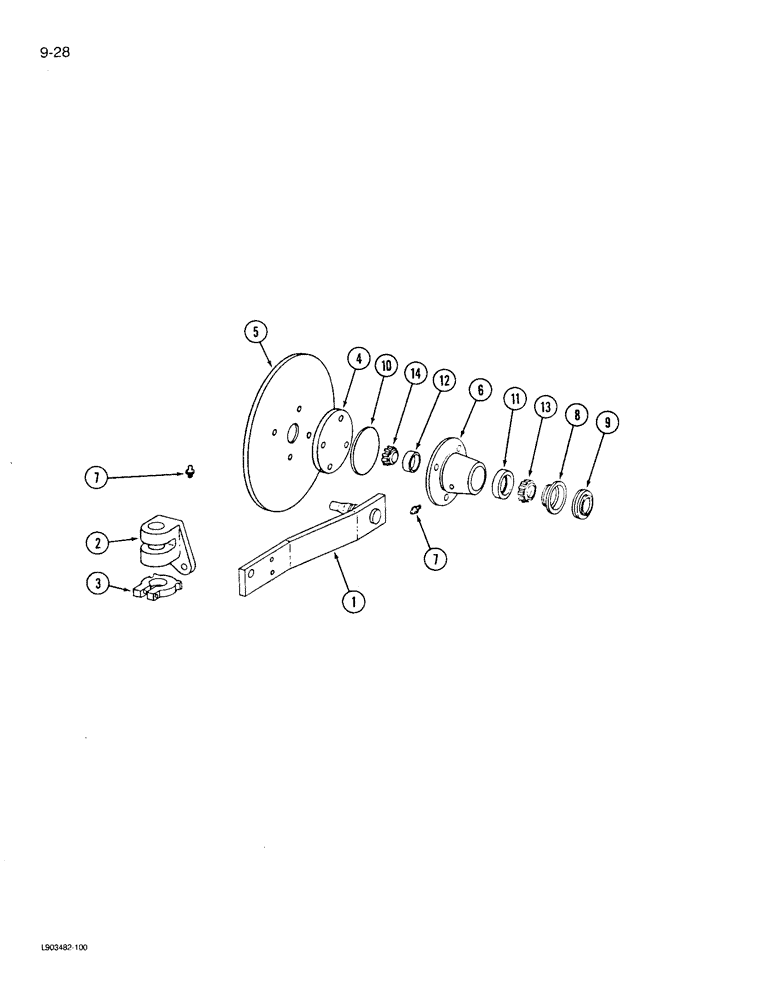 Схема запчастей Case IH 730 - (9-28) - ROLLING COLTER, SHEAR BOLT TYPE WITH 22 INCH DISC 